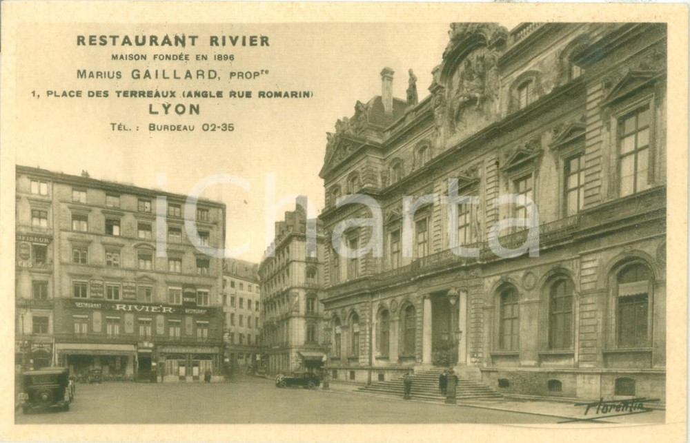 Cartolina originale da collezione 1930 ca LYON FRANCE Restaurant RIVIER Marius GAILLARD Cartolina FP NV 1