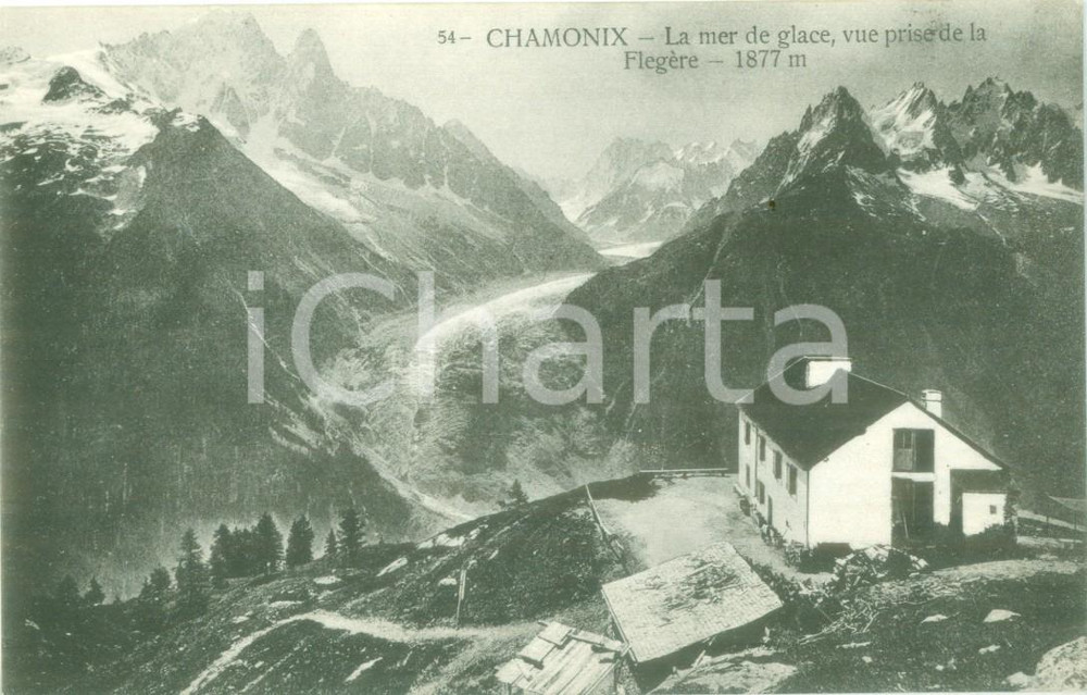Cartolina originale da collezione 1930 ca CHAMONIXMONTBLANC La mer de glace vue de la FlegÃ¨re Cartolina FP NV 1