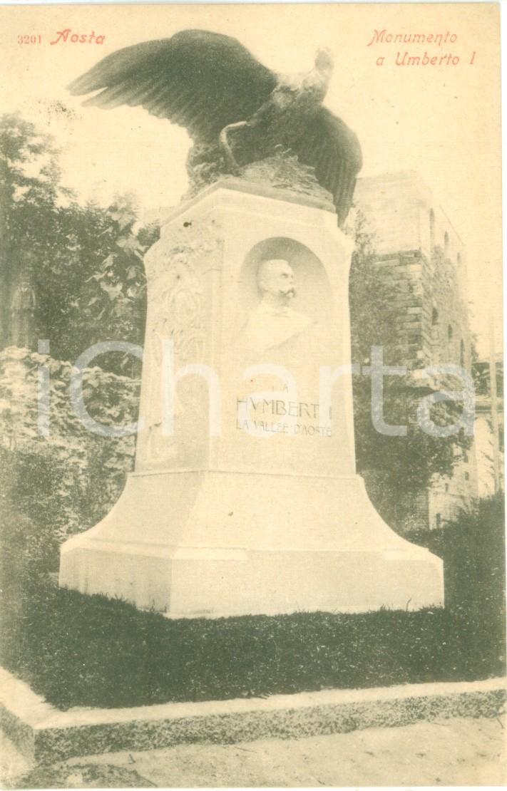Cartolina originale da collezione 1910 ca AOSTA Monumento a UMBERTO ICartolina postale FP NV 1