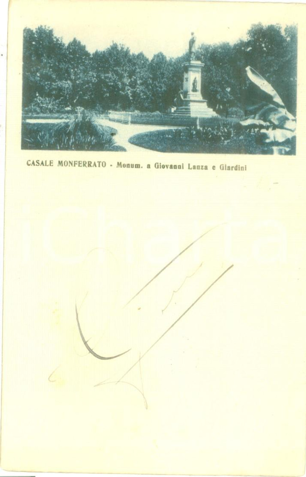Cartolina originale da collezione 1926 CASALE MONFERRATO AL Monumento a Giovanni LANZA Cartolina FP VG 1