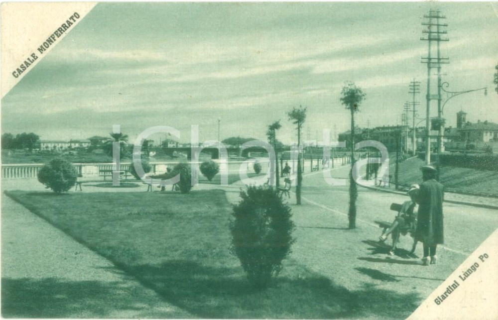 Cartolina originale da collezione 1941 CASALE MONFERRATO AL Giardini del Lungo PO Cartolina FP VG 1