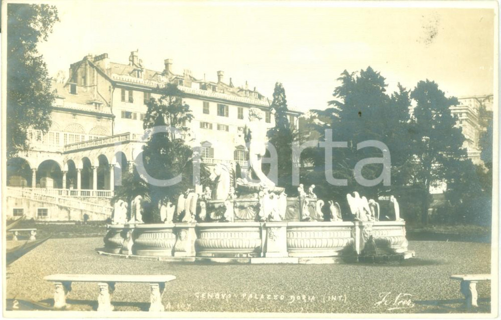 Cartolina originale da collezione 1930 ca GENOVA Parco di Palazzo DORIA con fontana Cartolina FP NV 1