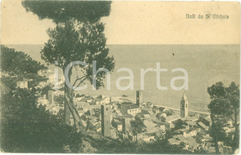 Cartolina originale da collezione 1923 NOLI SV Panorama del paese da SAN MICHELE Cartolina FP VG 1