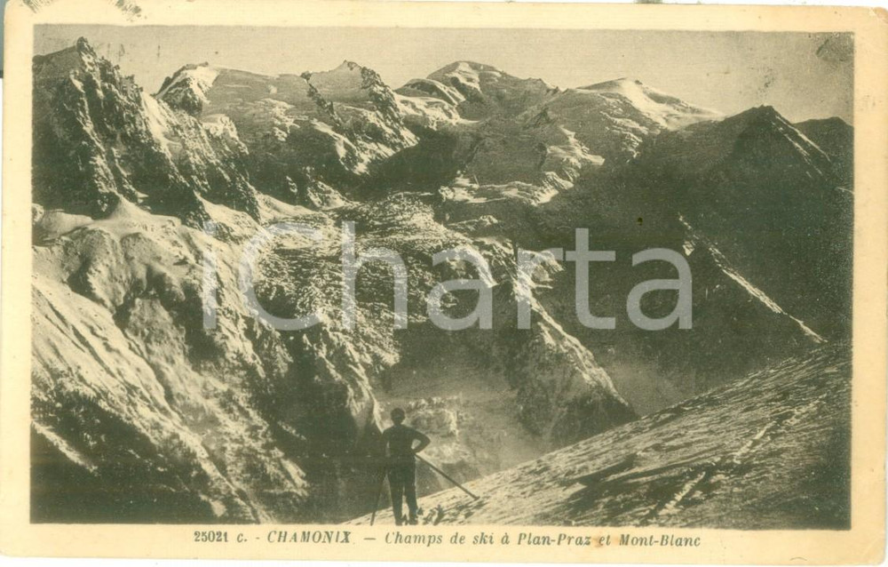 Cartolina originale da collezione 1925 CHAMONIXMONTBLANC FRANCE Champs de ski a PLANPRAZ Cartolina FP VG 1