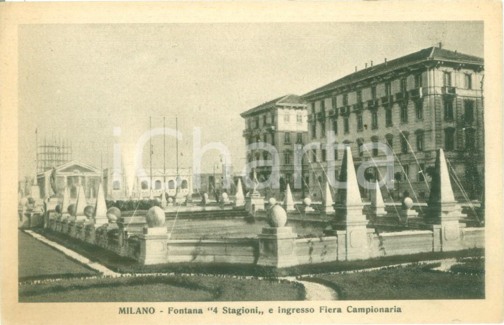 Cartolina originale da collezione 1935 ca MILANO Fontana Quattro Stagioni Ingresso FIERA CAMPIONARIA Cartolina FP 1