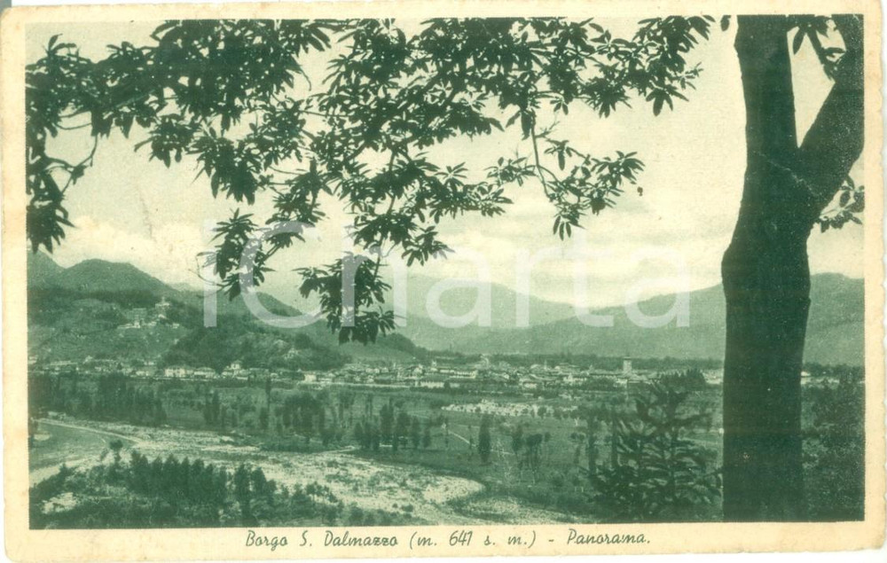Cartolina originale da collezione 1942 BORGO SAN DALMAZZO CN Panorama Cartolina DANNEGGIATA FP NV 1