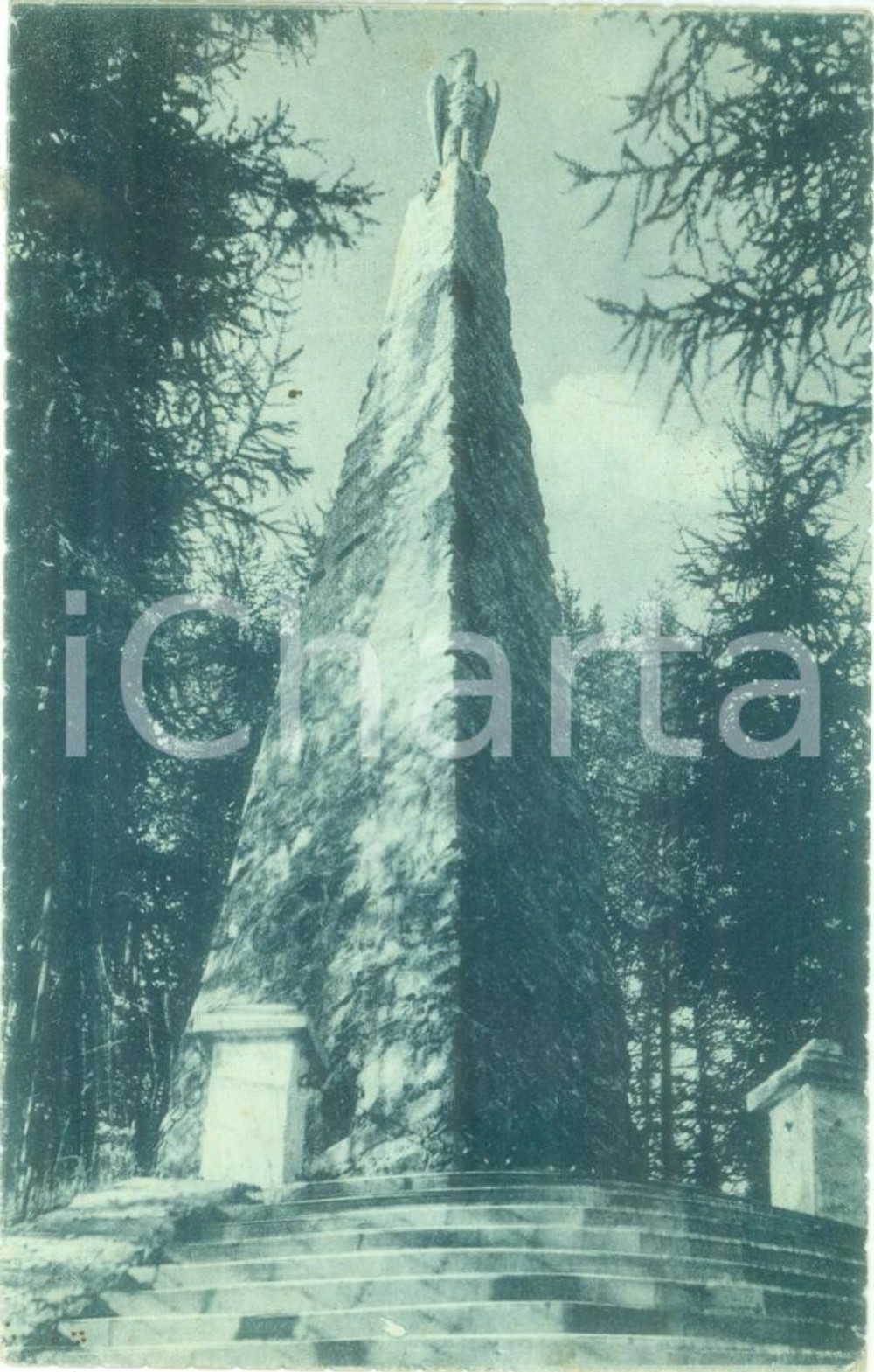 Cartolina originale da collezione 1925 ca PEIO TN Piramide nel Cimitero Militare di SAN ROCCO Cartolina FP VG 1