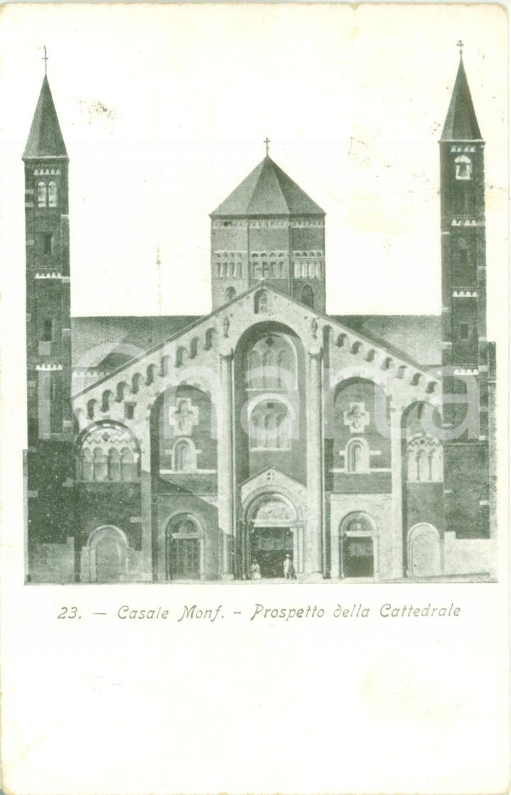 Cartolina originale da collezione 1909 CASALE MONFERRATO AL Prospetto della Cattedrale Cartolina FP VG 1