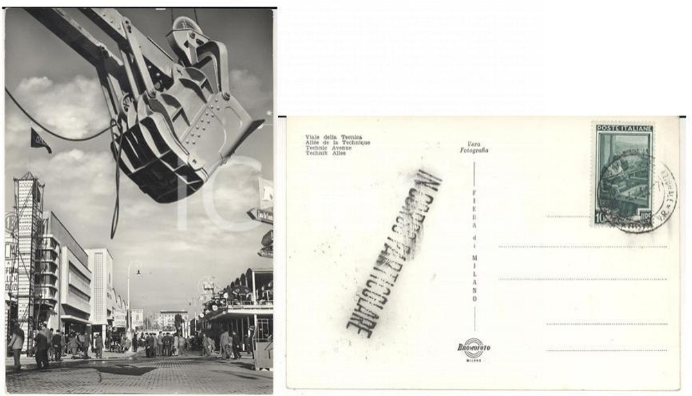 Cartolina originale da collezione 1954 STORIA POSTALE MILANO FIERA Viale Tecnica Cartolina IN CORSO PARTICOLARE 1