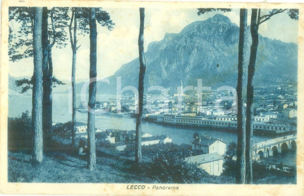 Cartolina originale da collezione 1937 LECCO Panorama della cittÃ  con il Lago Cartolina FP VG 1