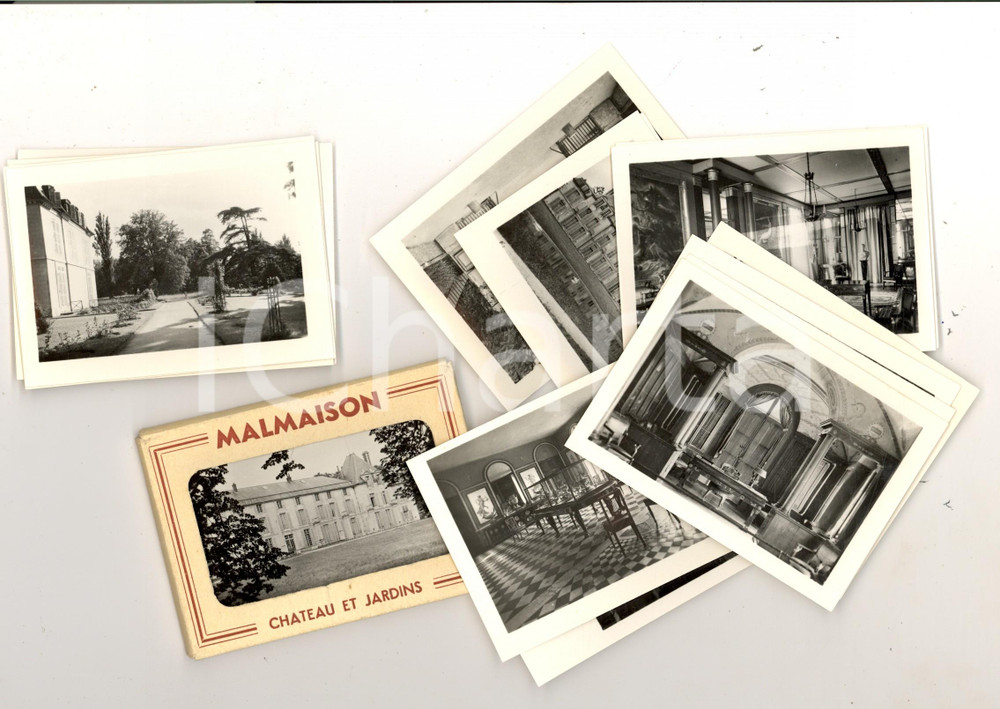 Materiale pubblicitario d’epoca 1950 ca PARIS MALMAISON Chateau et jardins NAPOLEON Album 21 photos 9x6 cm 1