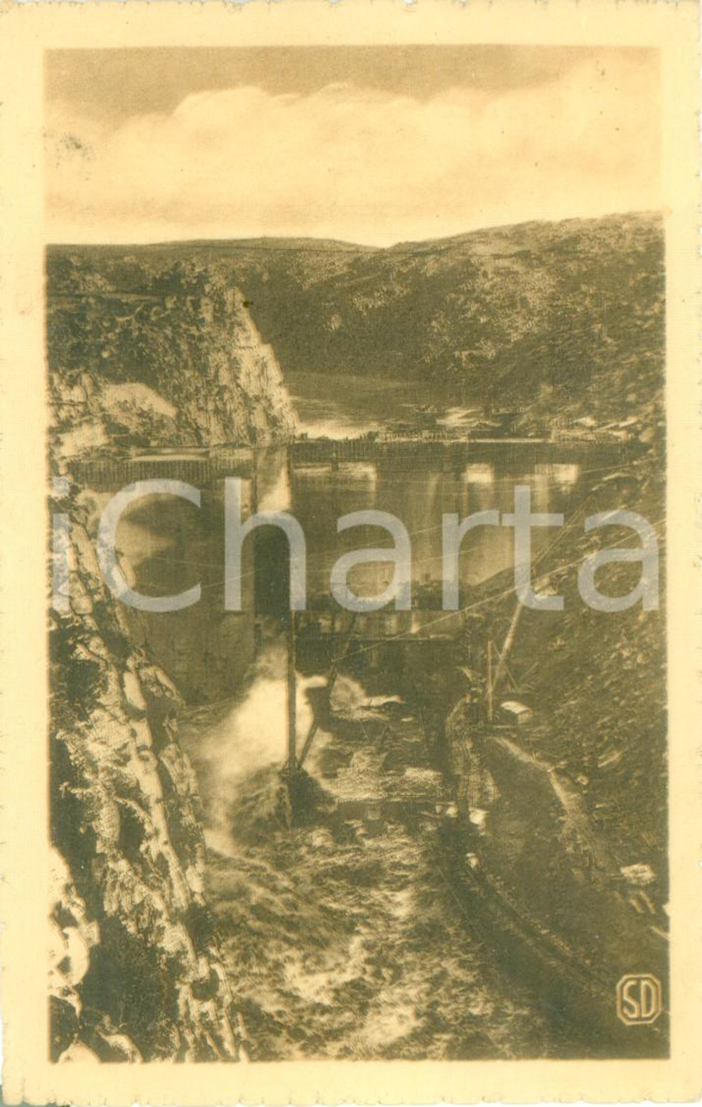 Cartolina originale da collezione 1930 ca ZAMORA SPAGNA Obras del salto del ESLA Cartolina FP NV 1