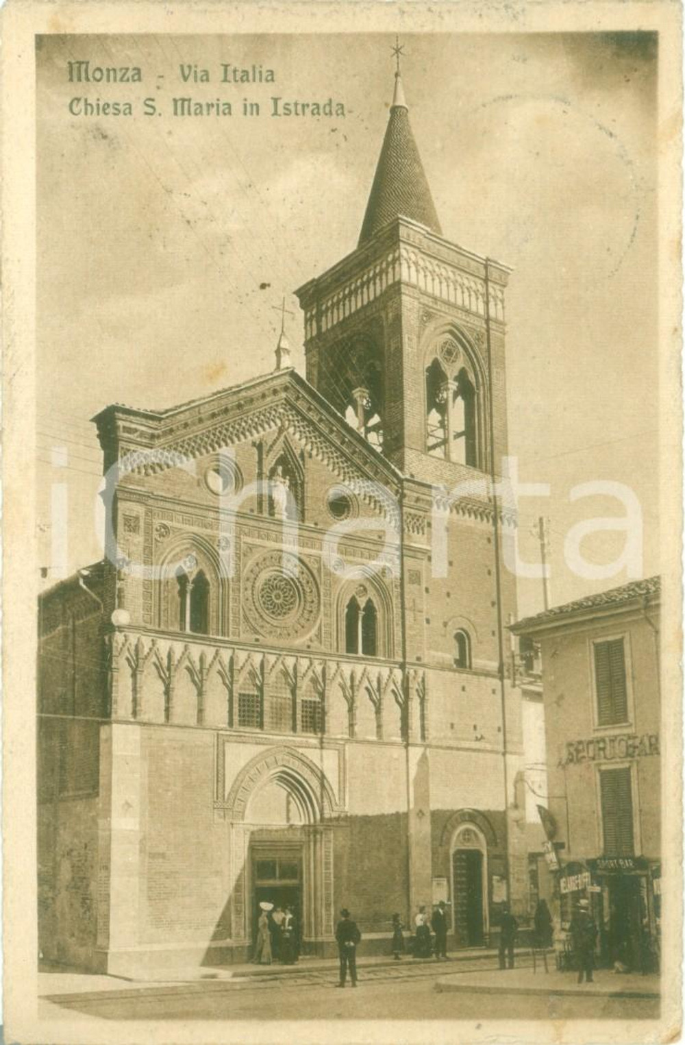 Cartolina originale da collezione 1919 MONZA Chiesa Santa Maria in Strada in Via ITALIA Cartolina FP VG 1