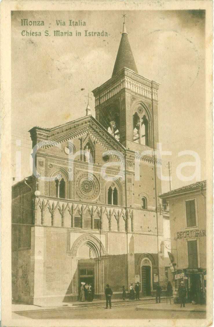 Cartolina originale da collezione 1919 MONZA Chiesa Santa Maria in Strada in Via ITALIA Cartolina FP VG 1