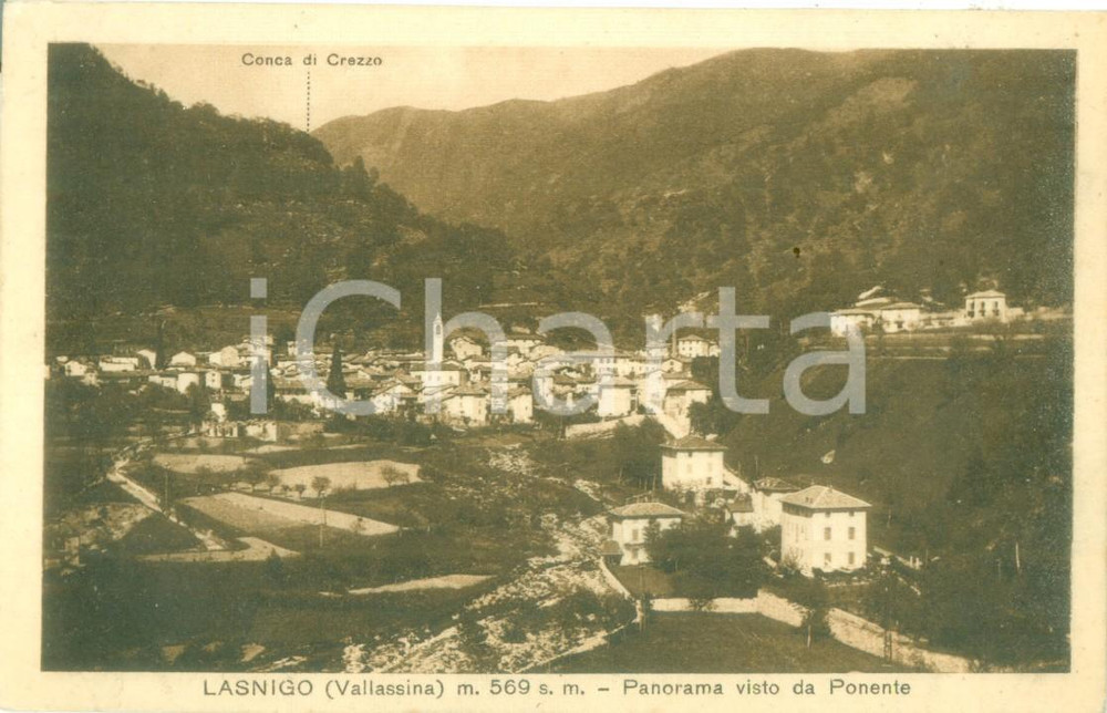 Cartolina originale da collezione 1935 ca LASNIGO CO Panorama con Conca di CREZZO Cartolina FP NV 1