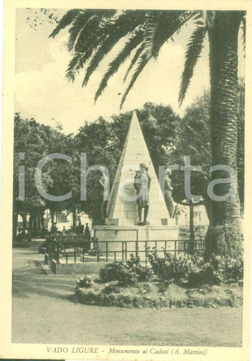 Cartolina originale da collezione 1967 VADO LIGURE SV Monumento ai Caduti Arturo MARTINI Cartolina FG VG 1
