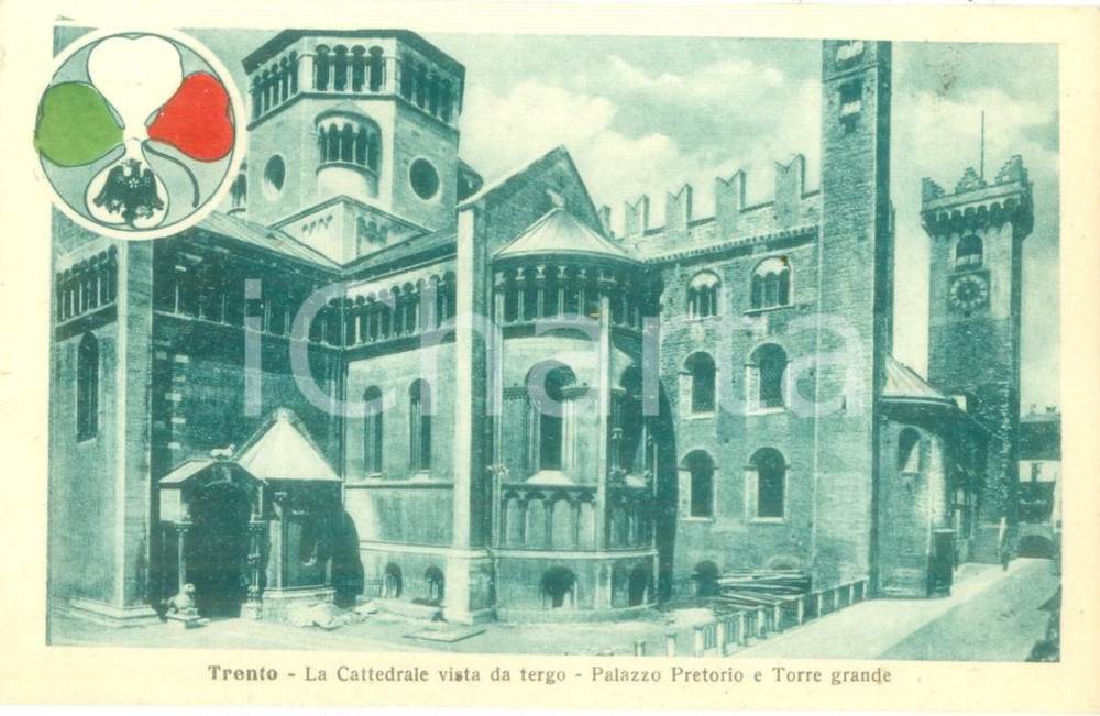 Cartolina originale da collezione 1930 ca TRENTO Cattedrale vista da tergo Palazzo Pretorio Cartolina FP NV 1