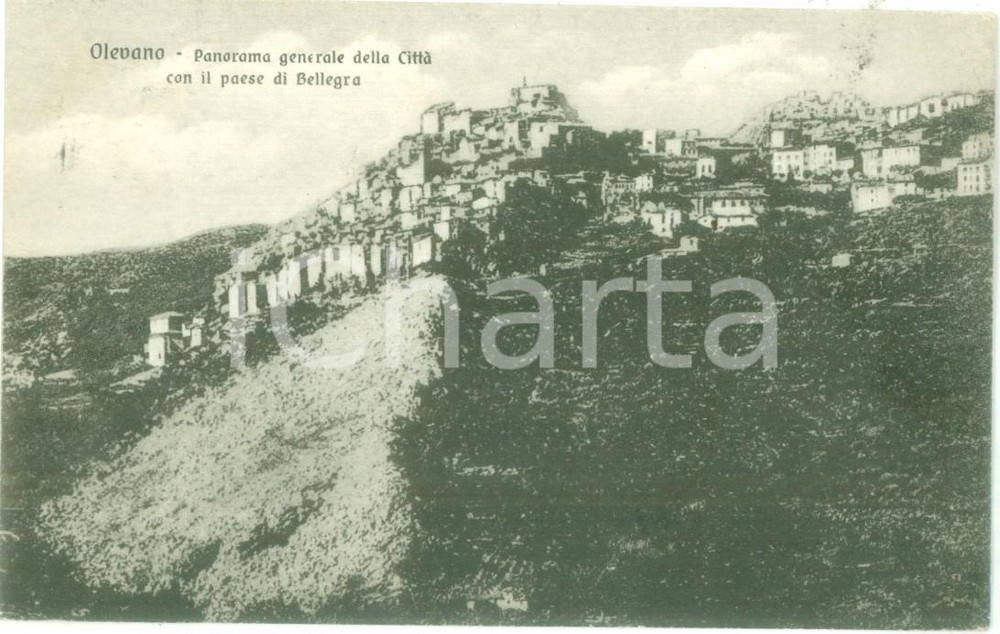 Cartolina originale da collezione 1919 OLEVANO ROMANO Veduta panoramica di BELLEGRA Cartolina FP VG 1