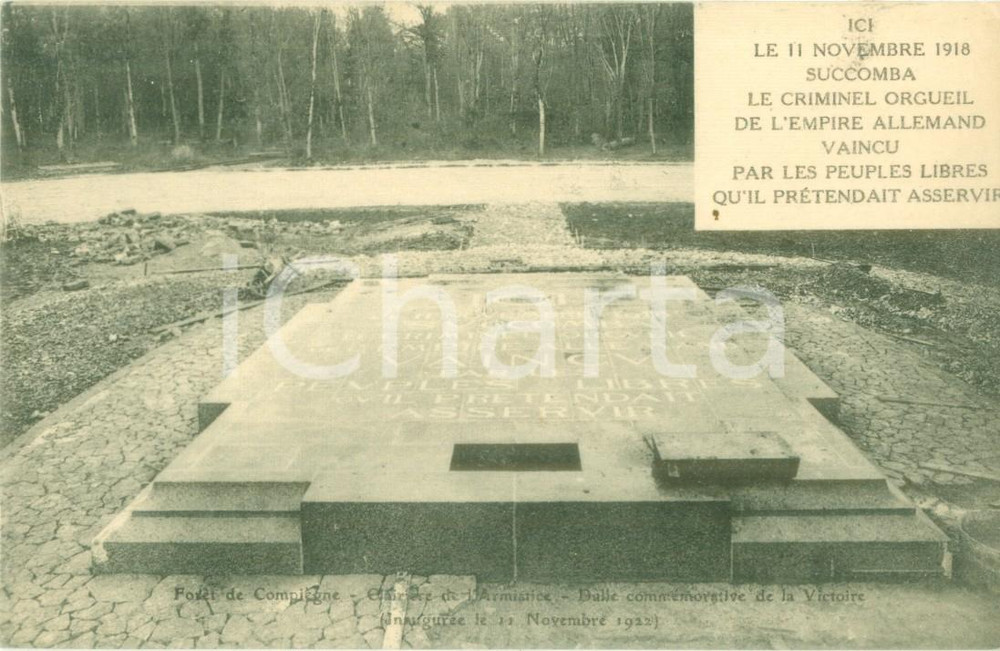 Cartolina originale da collezione 1922 COMPIEGNE FRANCE Monument de l Armistice Cartolina FP NV 1