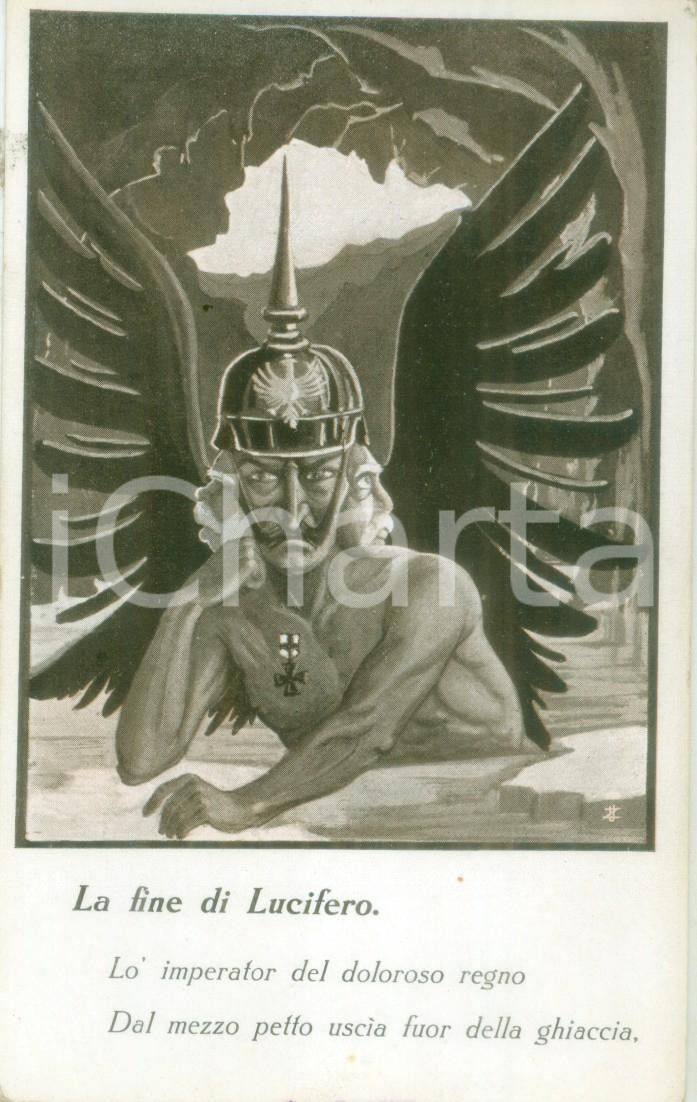 Cartolina originale da collezione 1930 ca GARIBALDI ALL INFERNO La fine di Lucifero Ill. GIBELLI Cartolina 1