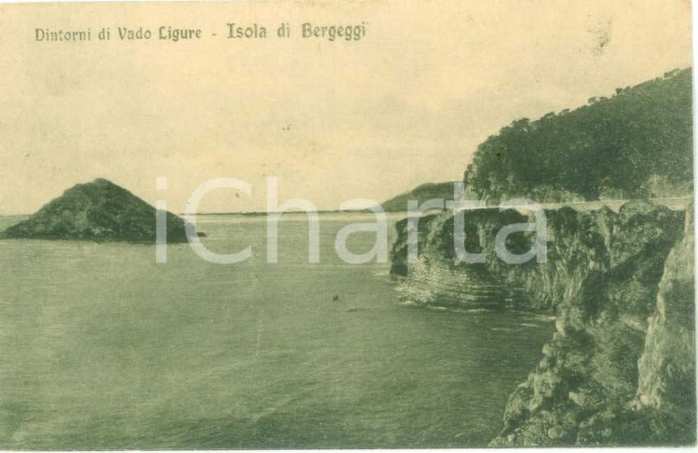 Cartolina originale da collezione 1925 VADO LIGURE SV Panorama con l Isola di BERGEGGI Cartolina FP VG 1