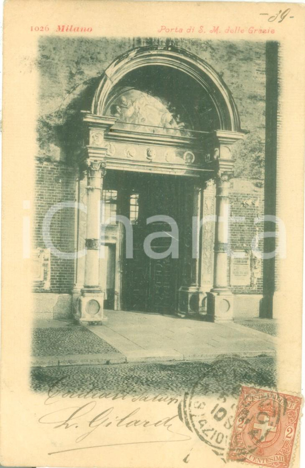 Cartolina originale da collezione 1910 MILANO Porta di Santa Maria delle Grazie Cartolina FP VG 1