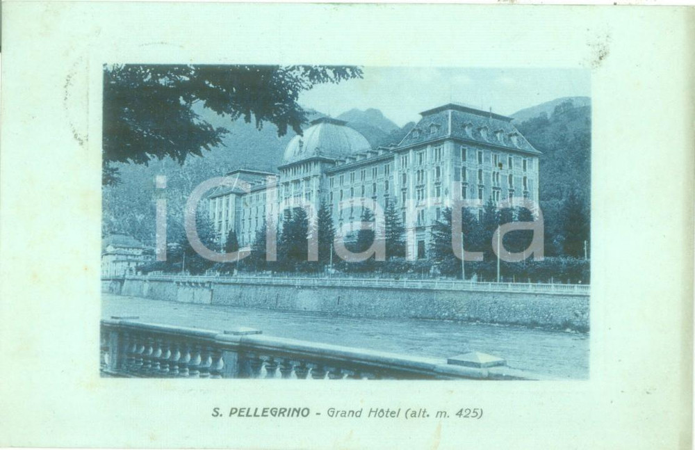 Cartolina originale da collezione 1933 SAN PELLEGRINO TERME PT Scorcio del Grand Hotel Cartolina FP VG 1