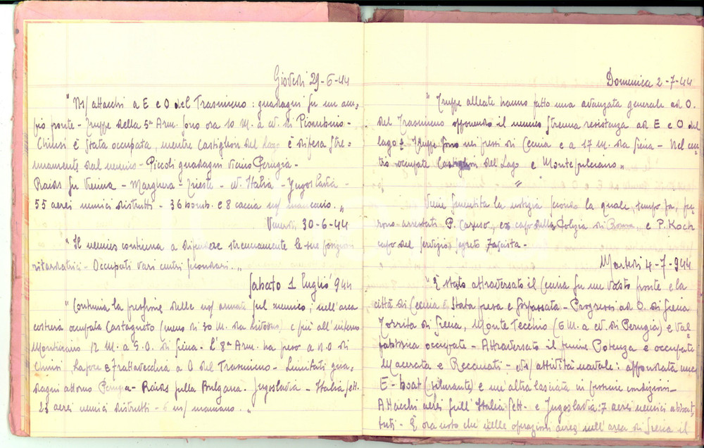 Documento originale, autentico 1944 YOL INDIA POW Giuseppe BADIALI Diario della guerra in Italia Manoscritto 1