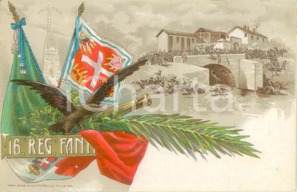 Cartolina originale da collezione 1900 ca 16Â° REGGIMENTO FANTERIA Cartolina reggimentale FP NV 1