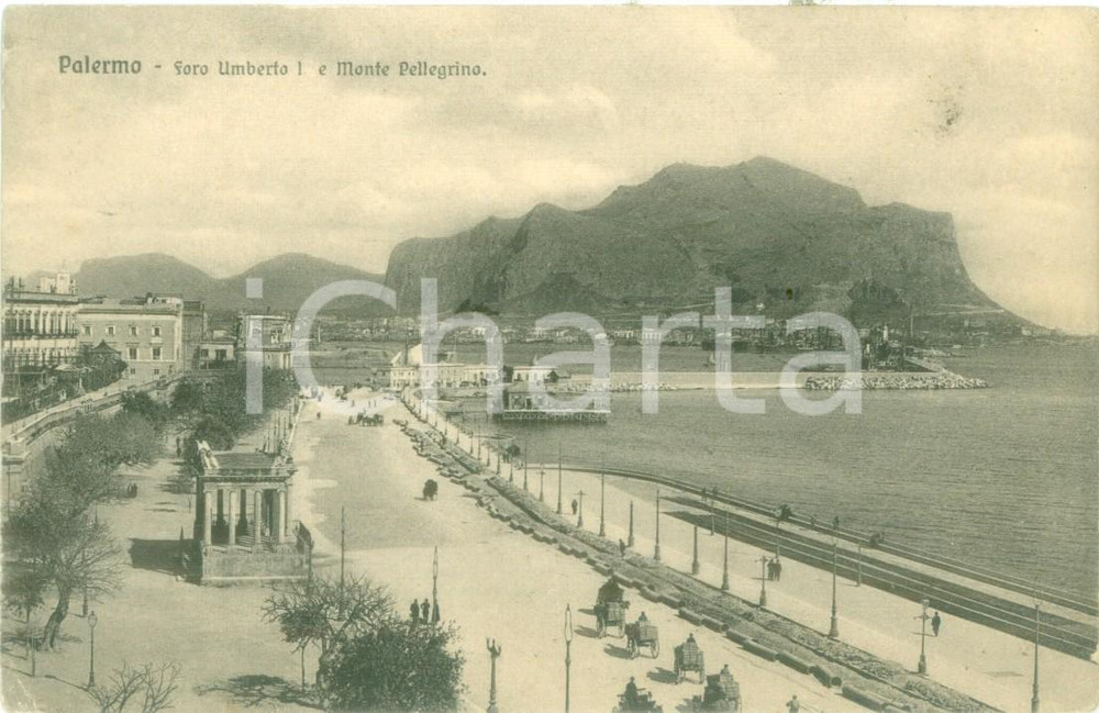 Cartolina originale da collezione 1912 PALERMO Foro Umberto I e Monte Pellegrino Cartolina FP VG 1