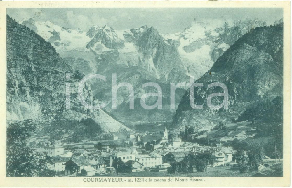 Cartolina originale da collezione 1931 COURMAYEUR AO La catena del Monte Bianco Cartolina FP VG 1