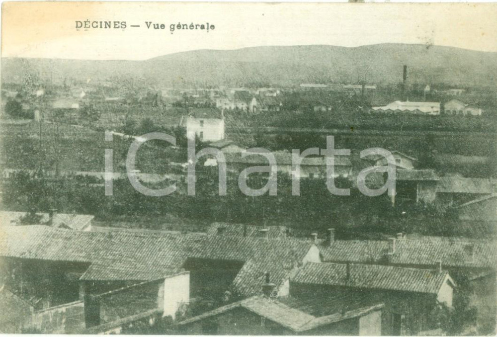 Cartolina originale da collezione 1925 DECINESCHARPIEU FRANCE Panorama generale Cartolina FP VG 1