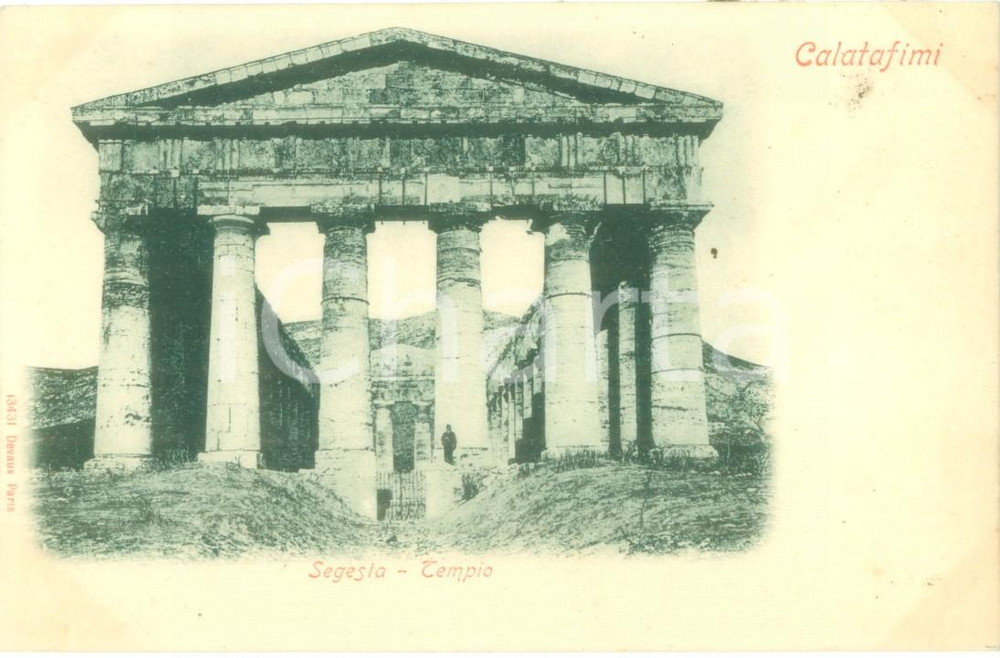 Cartolina originale da collezione 1900 ca CALATAFIMI SEGESTA TP La facciata del Tempio Cartolina FP NV 1