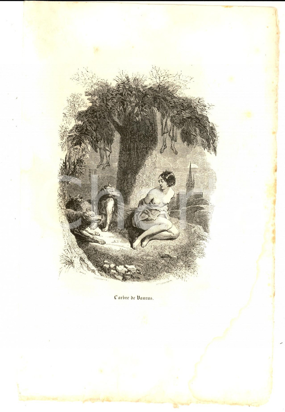 Stampa, bozzetto originale 1845 FRANCIA IMPICCAGIONI L albero di VAURUS Stampa ill. DECAMPS 16x23 cm 1