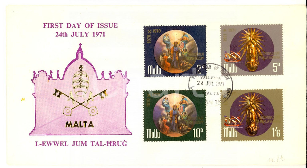 Materiale pubblicitario d’epoca 1971 STORIA POSTALE MALTA LEwwel Jum TalHrug First day of issue 1