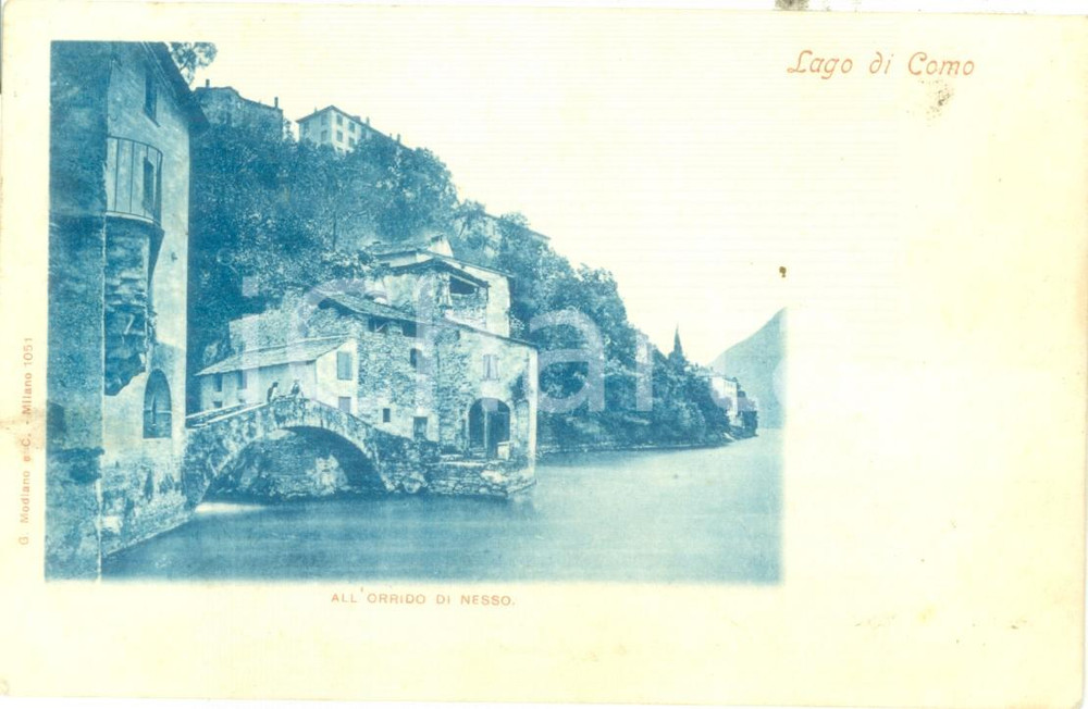Cartolina originale da collezione 1900 NESSO CO Case e ponticello all Orrido Cartolina FP VG 1