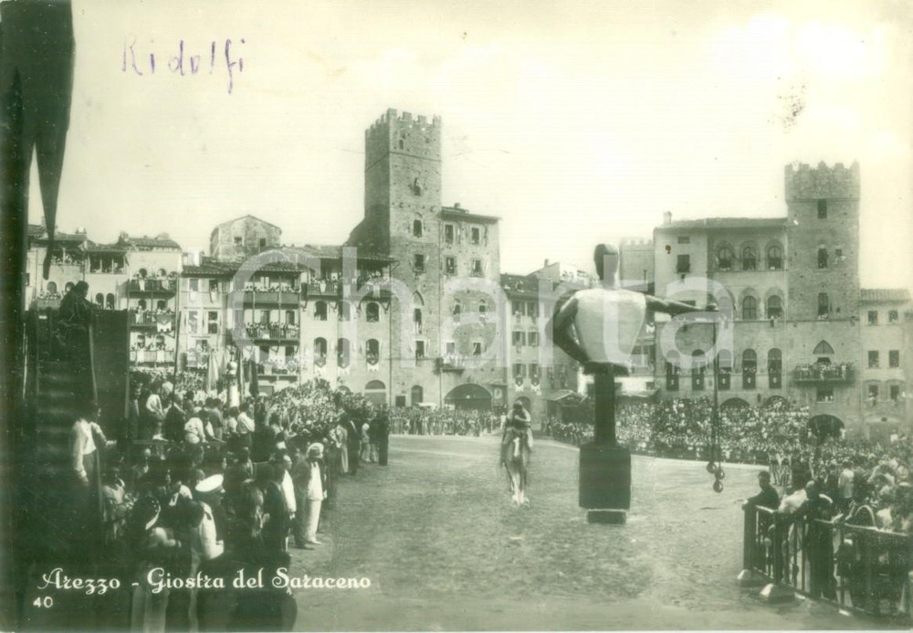 Cartolina originale da collezione 1953 AREZZO Folto pubblico alla Giostra del Saraceno Cartolina FG VG 1