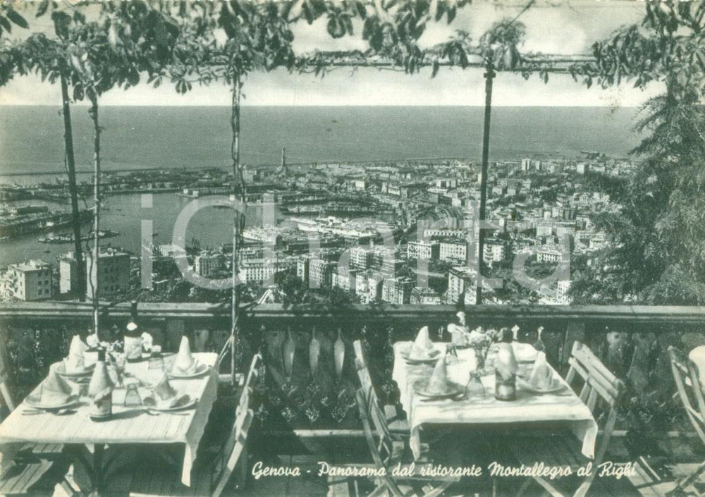 Cartolina originale da collezione 1956 GENOVA Panorama dal ristorante MONTALLEGRO AL RIGHI Cartolina FG VG 1