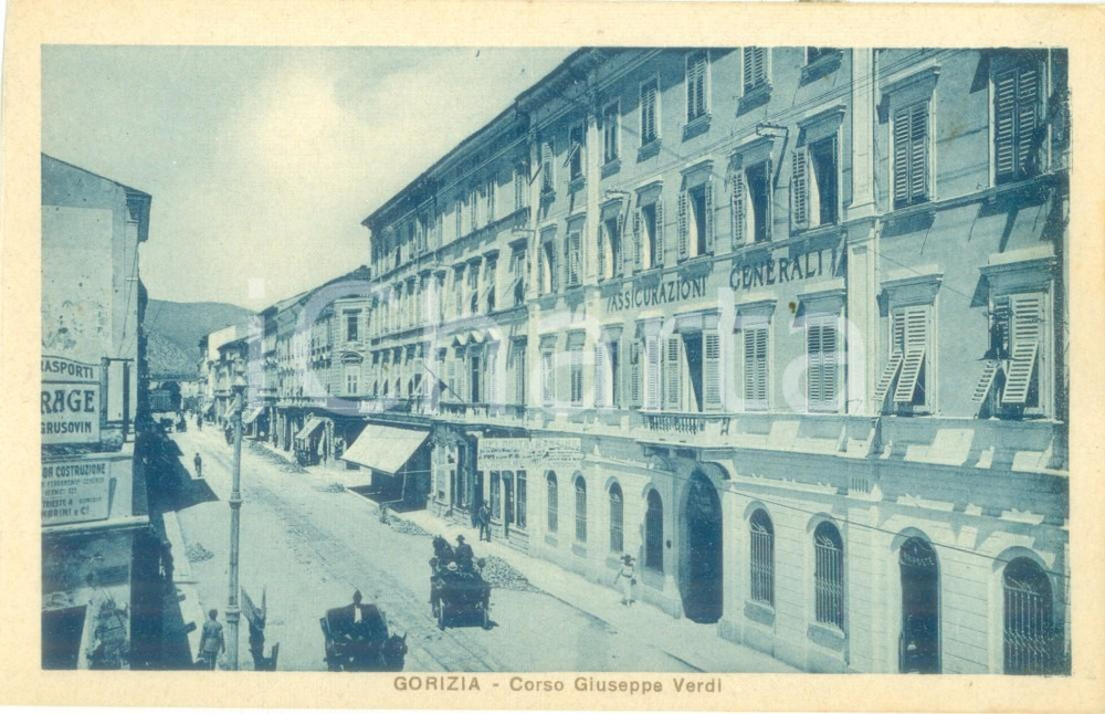 Cartolina originale da collezione 1930 ca GORIZIA Carrozze in Corso Giuseppe VERDI Assicurazioni Cartolina FP NV 1