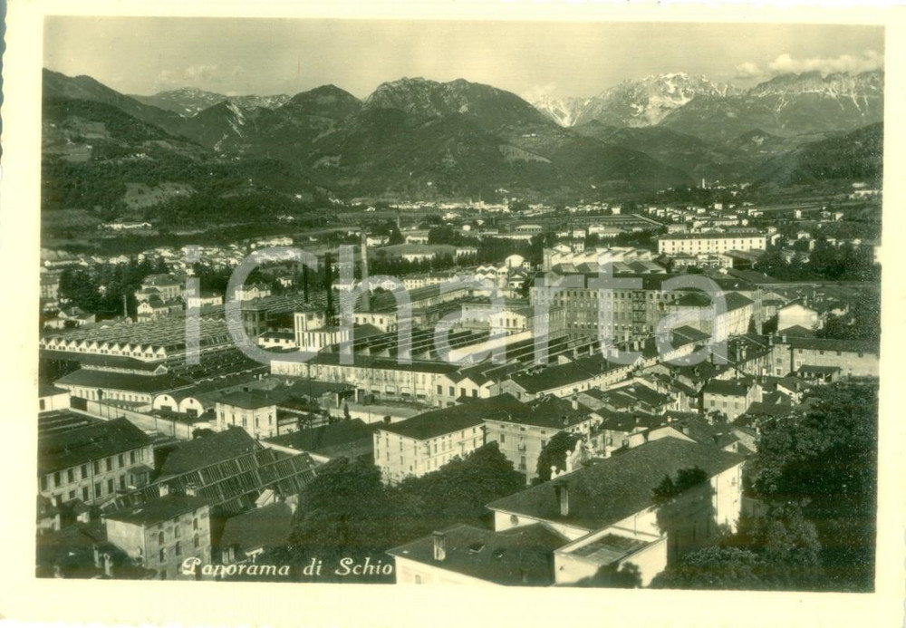Cartolina originale da collezione 1951 SCHIO VI Panorama della cittÃ  con fabbriche Cartolina FG VG 1
