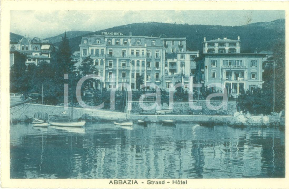 Cartolina originale da collezione 1950 ABBAZIA / OPATIJA CROAZIA Veduta dello Strand Hotel Cartolina FP VG 1