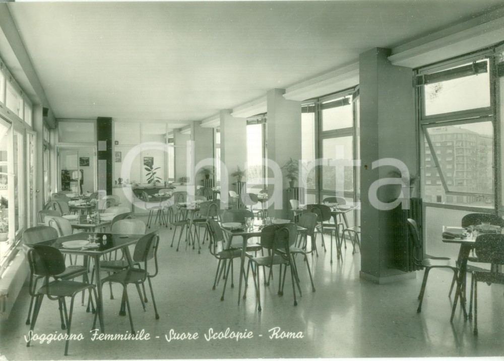Cartolina originale da collezione 1955 ca ROMA Soggiorno femminile SUORE SCOLOPIE Sala da pranzo Cartolina FG NV 1