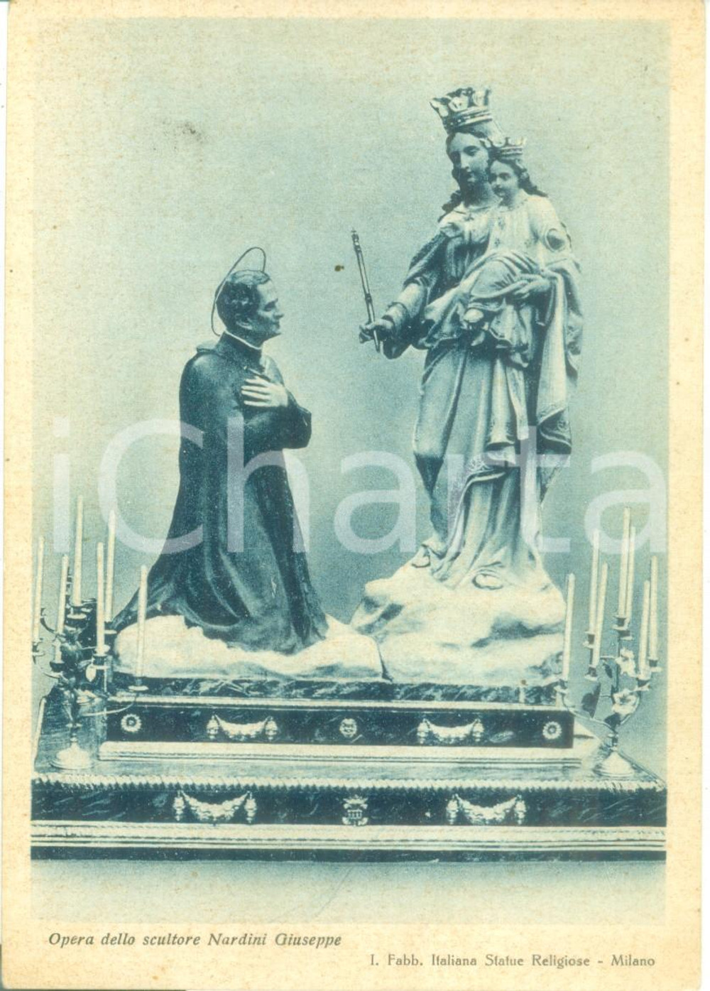 Cartolina originale da collezione 1937 GIAVENO Gruppo Statuario Maria Ausiliatrice di Giuseppe NARDINI Cartolina 1