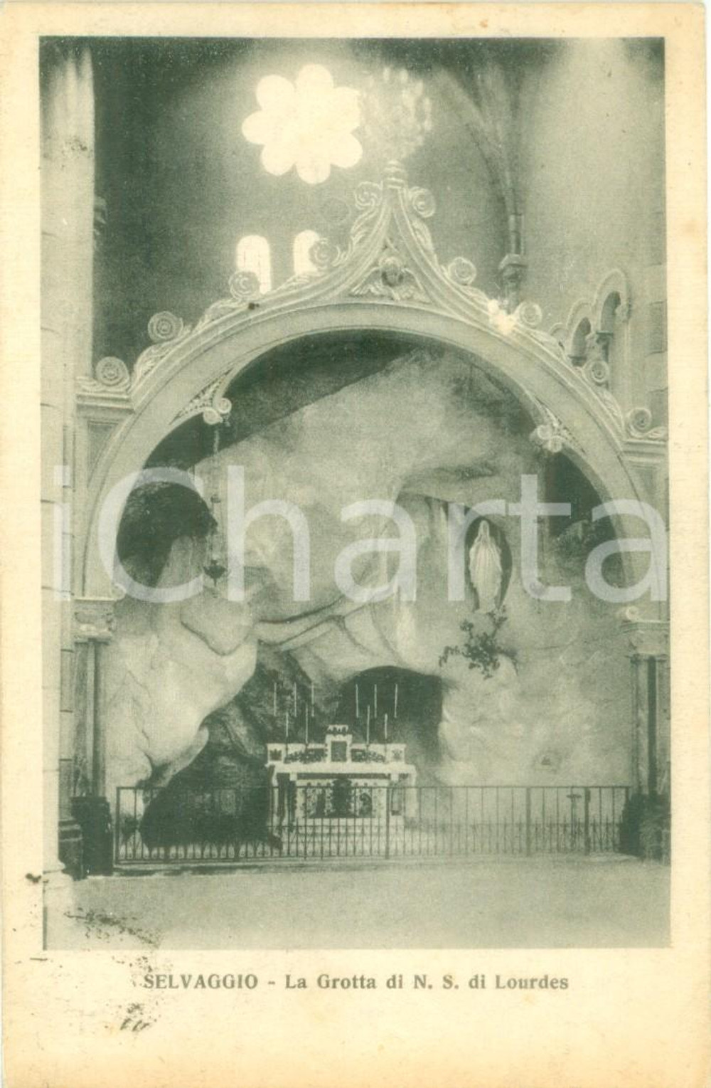 Cartolina originale da collezione 1927 GIAVENO TO Grotta di LOURDES a SELVAGGIO Cartolina FP VG 1