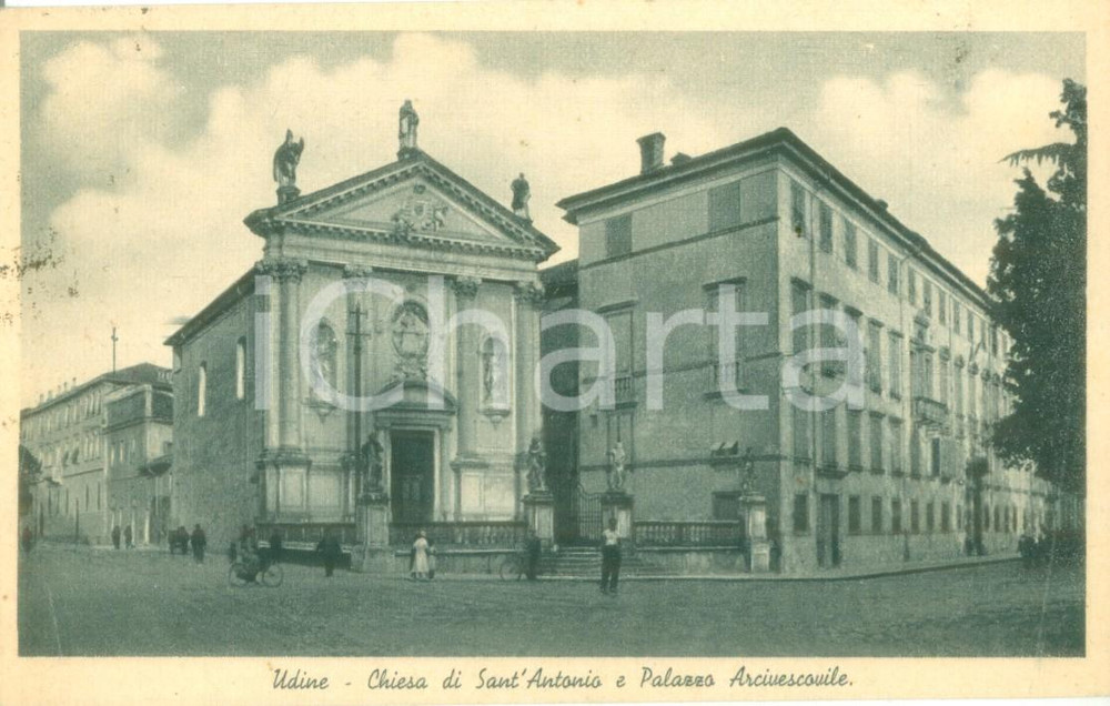 Cartolina originale da collezione 1941 UDINE Chiesa di Sant Antonio e Palazzo Arcivescovile Cartolina FP VG 1