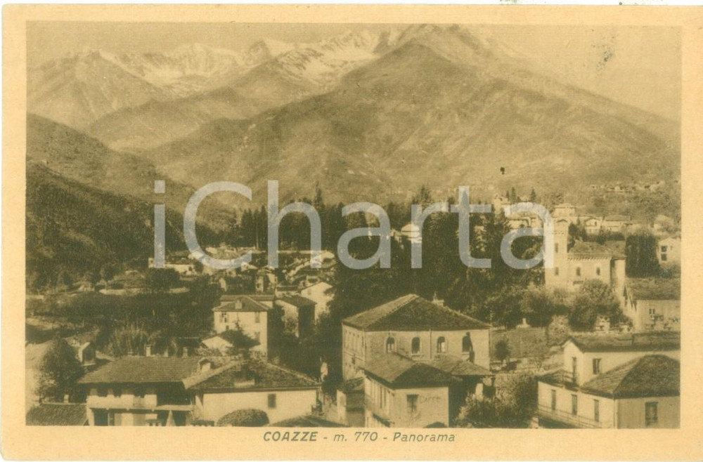 Cartolina originale da collezione 1930 ca COAZZE TO Panorama del paese Cartolina postale FP VG 1