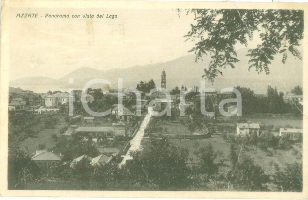 Cartolina originale da collezione 1941 AZZATE VA Panorama con vista del Lago Cartolina FP VG DANNEGGIATA 1