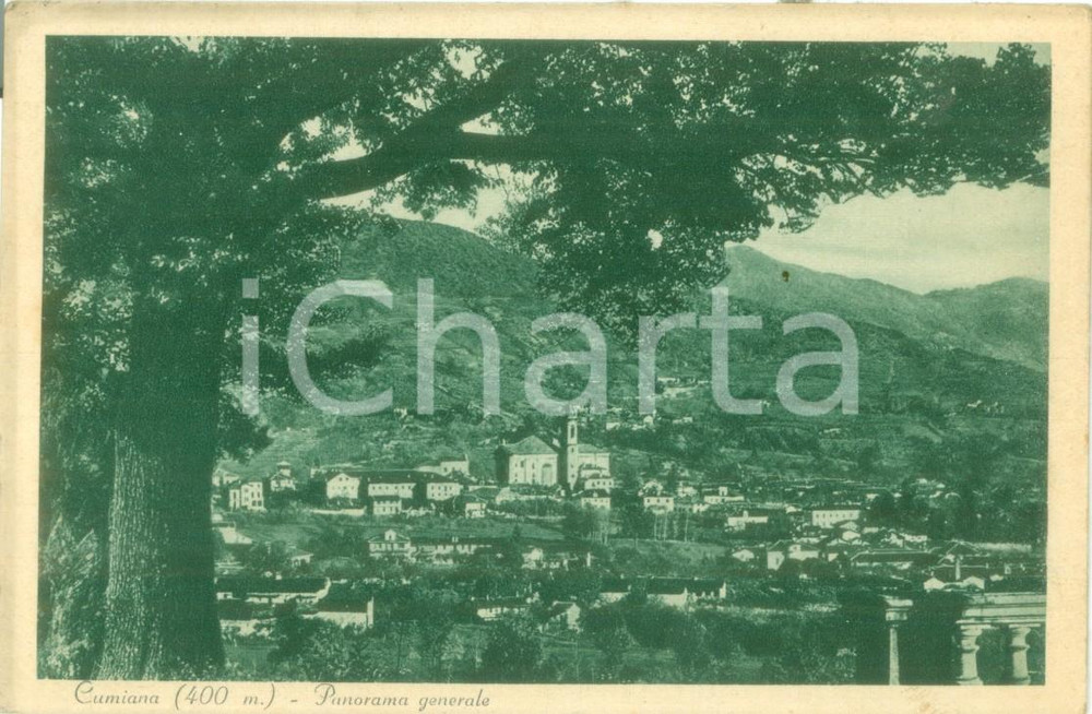 Cartolina originale da collezione 1931 CUMIANA TO Panorama generale dalla collina Cartolina FP VG 1
