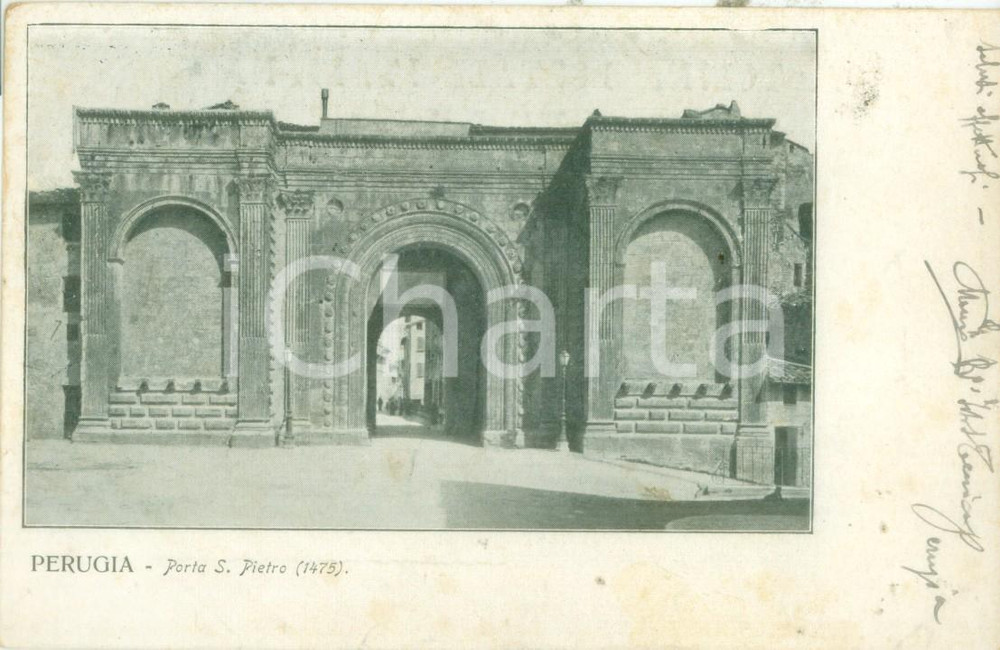 Cartolina originale da collezione 1900 ca PERUGIA Veduta di Porta SAN PIETRO Cartolina FP VG 1