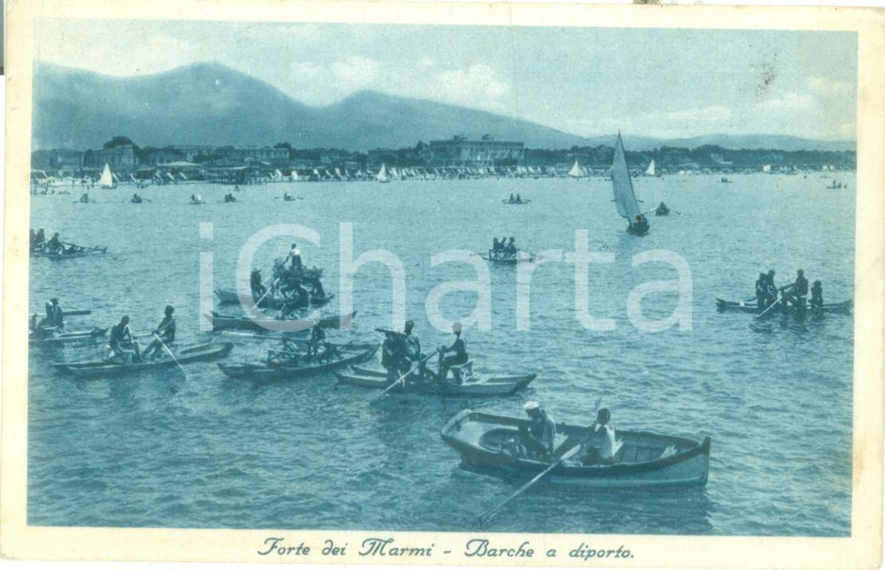 Cartolina originale da collezione 1932 FORTE DEI MARMI LU barche a diporto al largo Cartolina FP VG 1